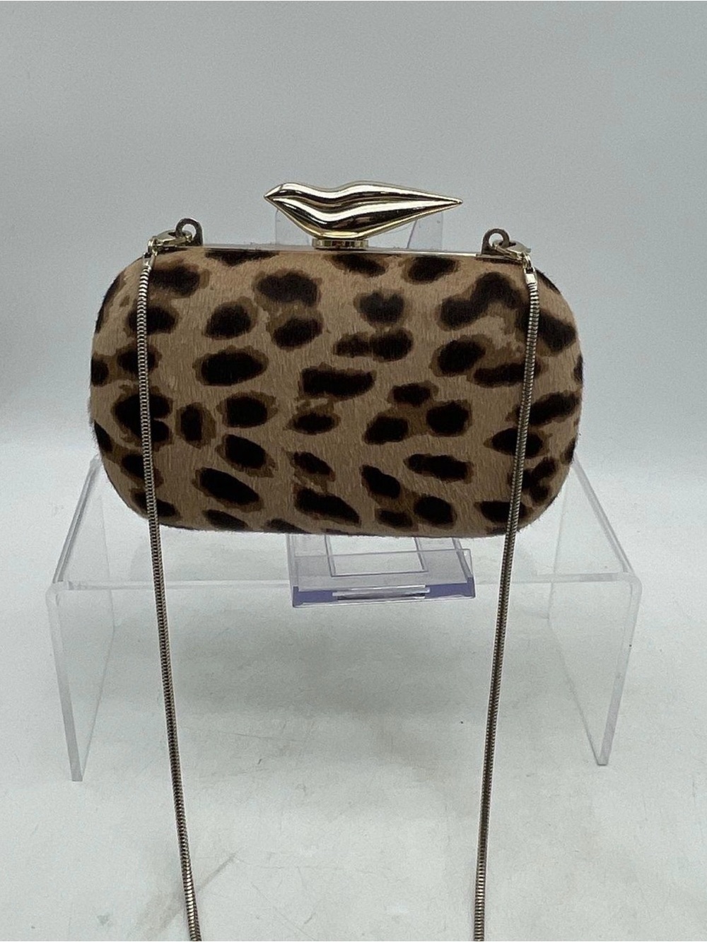 Diane Von Furstenberg Leopard Print Lip-Clasp Mini Crossbody - Brown & Gold